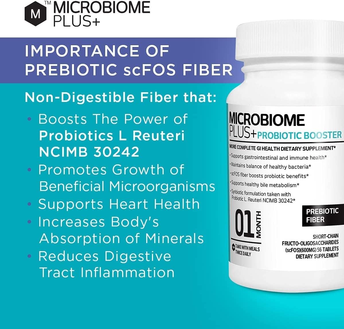 Microbiome Plus+ Prebiotic scFOS Fiber Probiotic Booster