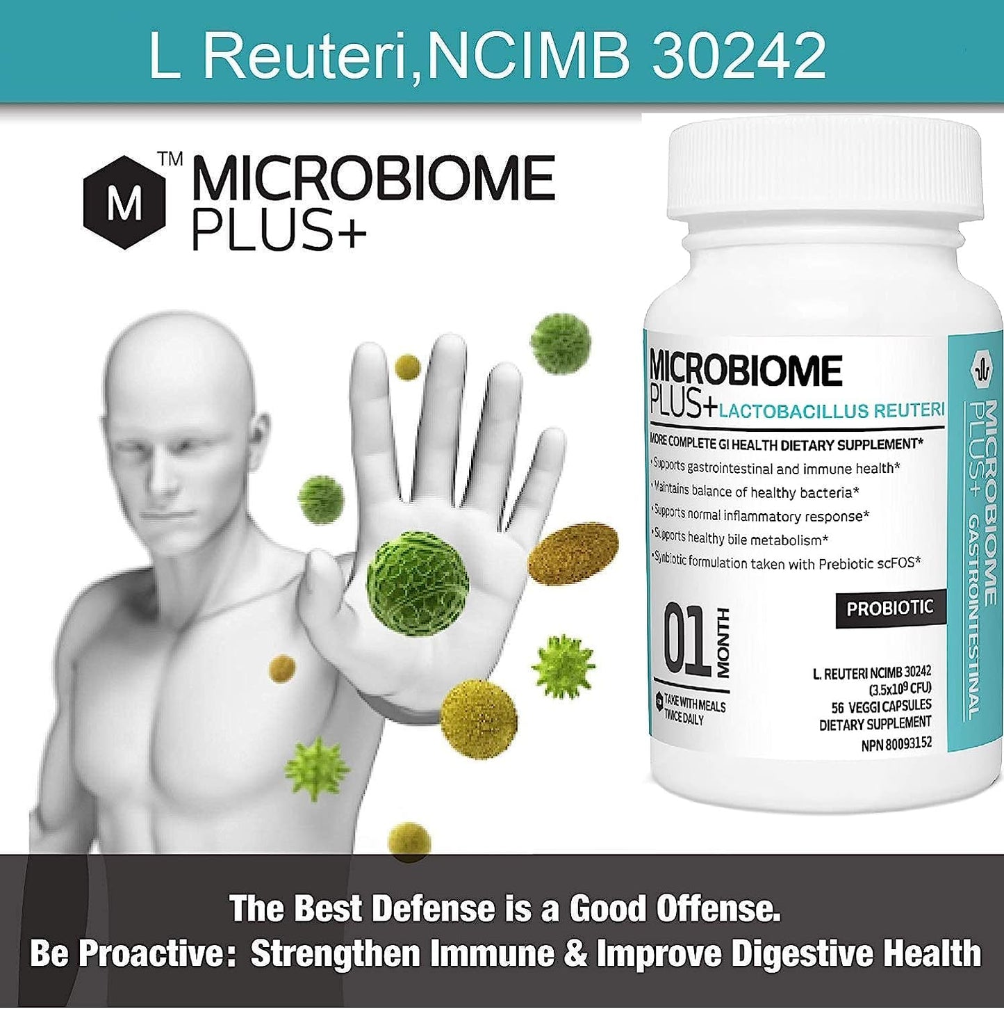 Microbiome Plus+ Probiotic Lactobacillus Reuteri NCIMB 30242