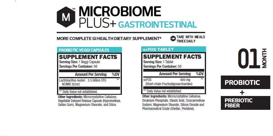 Microbiome Plus+ Gastrointestinal Combo Probioitic L. Reuteri NCIMB 30242 & Prebiotic scFOS Fiber