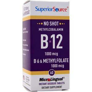 Superior Source No Shot Methylcobalamin B-12 (1,000mcg) B-6 & Methylfolate  60 tabs