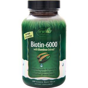 Irwin Naturals Biotin-6000 with Bamboo Extract 60 sgels