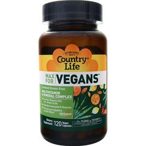 Country Life Max for Vegans - Multivitamin & Mineral Complex 120 vcaps