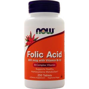 Now Folic Acid with Vitamin B-12 (800mcg) 250 tabs