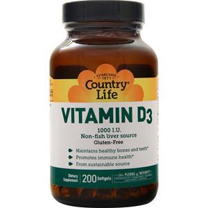 Country Life Vitamin D3 (1000IU) 200 sgels