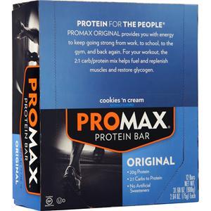 Promax Original Protein Bar Cookies and Cream 12 bars