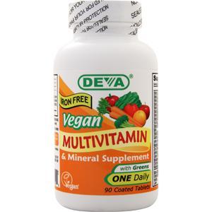 Deva Nutrition Vegan Multivitamin & Mineral Supplement - Iron Free 90 tabs