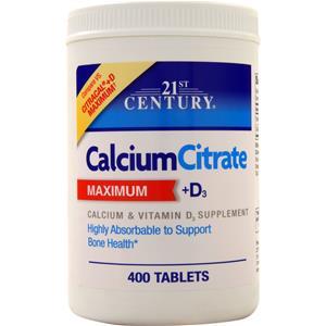 21st Century Calcium Citrate Maximum +D3 400 tabs