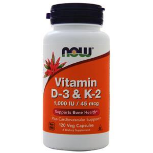 Now Vitamin D-3 and K-2  120 vcaps