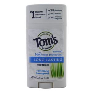 Tom's Of Maine Deodorant Stick Long-Lasting Care Refreshing Lemongrass 2.25 oz