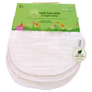 Green Sprouts Muslin Burp Cloths White Set 3 pack
