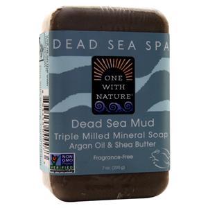 One With Nature Dead Sea Spa - Triple Milled Mineral Soap Dead Sea Mud - Fragrance Free 7 oz