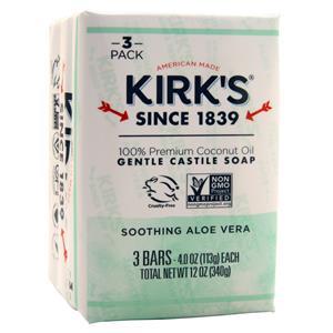 Kirk's Natural Gentle Castile Soap - 100% Premium Coconut Oil Soothing Aloe Vera 3 pack