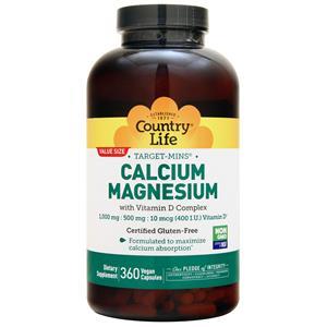 Country Life Target-Mins - Calcium-Magnesium with Vitamin D 360 vcaps