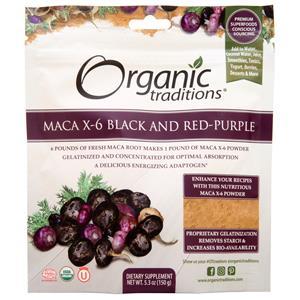 Organic Traditions Maca X-6 Black and Red-Purple  5.3 oz