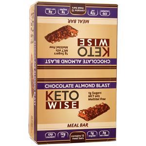 HealthSmart Foods Keto Wise Meal Bar Chocolate Almond Blast 12 bars