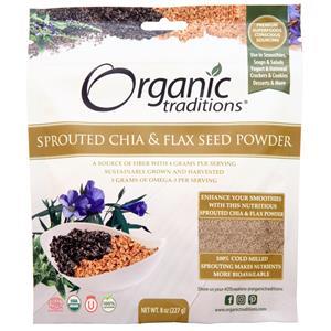 Organic Traditions Sprouted Chia & Flax Seed Powder  8 oz