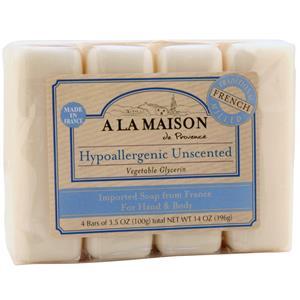 A La Maison Bar Soap Hypoallergenic Unscented - Value Pack 4 pack