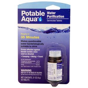 Potable Aqua Water Purification Germicidal Tablets 50 tabs