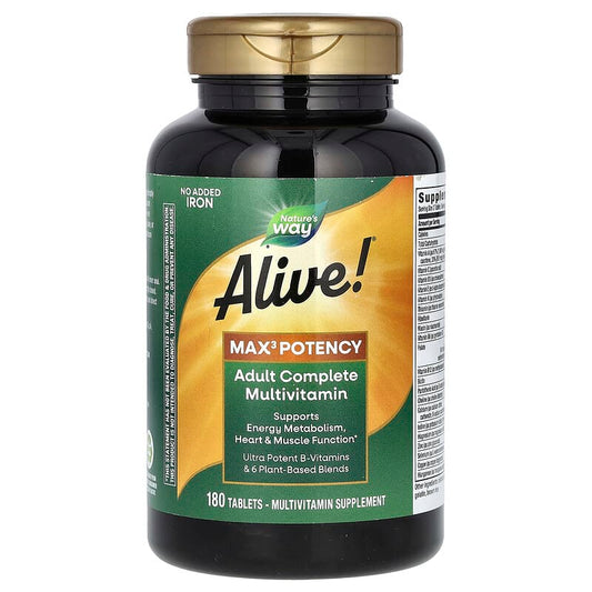Nature's Way Alive! Max3 Daily Multi-Vitamin - Max Potency No Iron  180 tabs