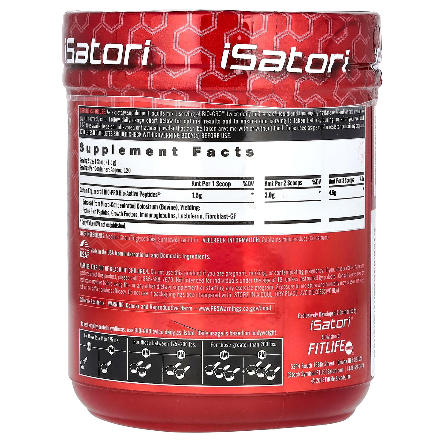 Isatori Bio-Gro Powder - Protein Synthesis Amplifier Unflavored 180 grams