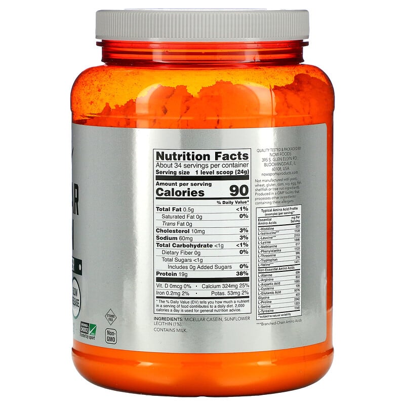 Now Micellar Casein Unflavored 1.8 lbs