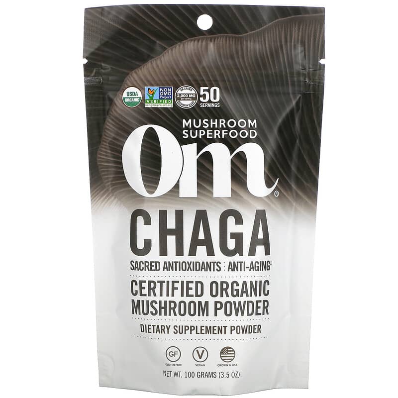 OM Mushroom Superfood Chaga Mushroom Powder - Certified 100% Organic  100 grams