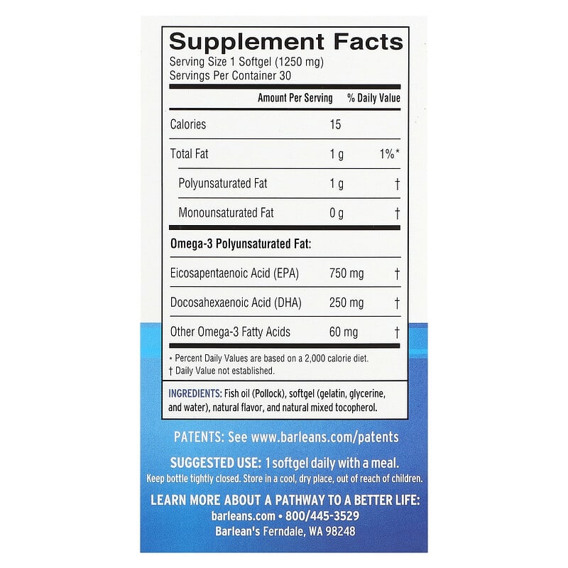 Barlean's Ideal Omega 3 Orange 30 sgels