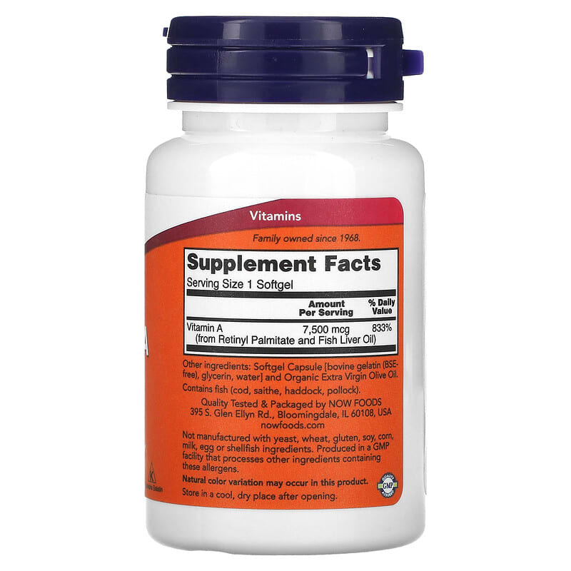 Now Vitamin A (25,000IU)  100 sgels