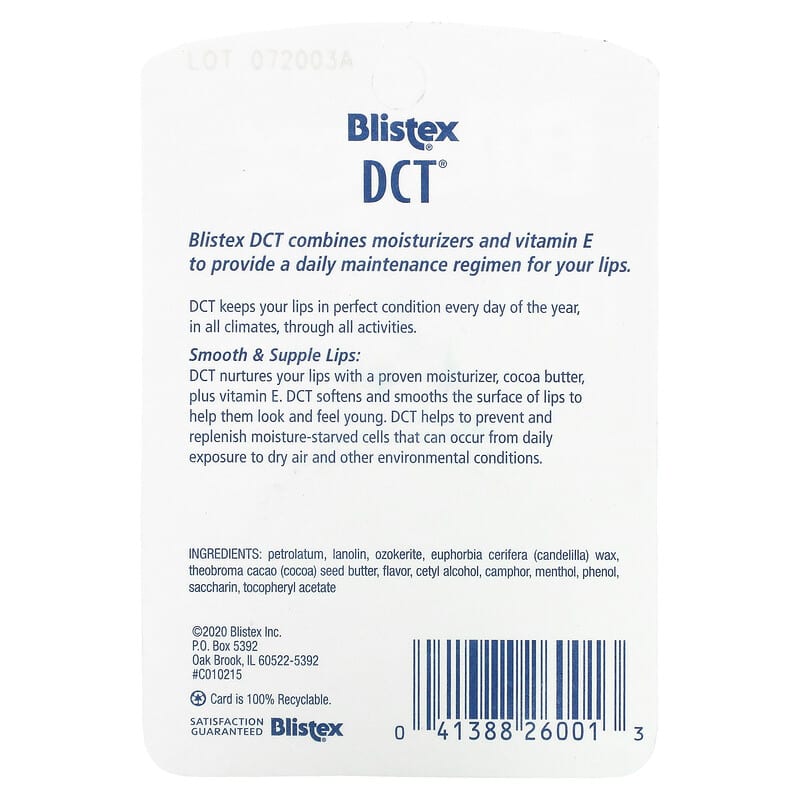 Blistex DCT Lip Protectant/Sunscreen SPF 20 0.25 oz