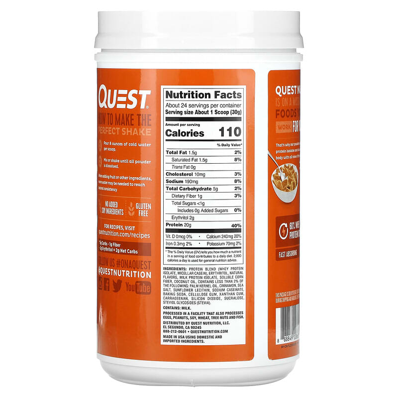 Quest Nutrition Quest Protein Powder Cinnamon Crunch 1.6 lbs