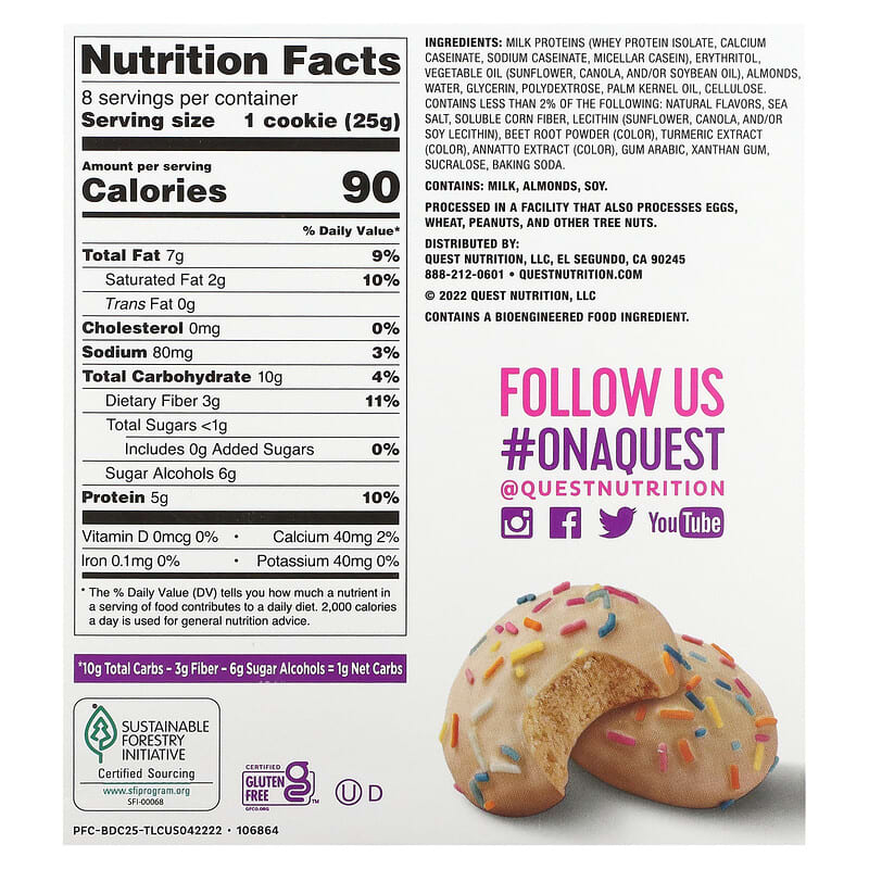 Quest Nutrition Frosted Cookies Birthday Cake 8 count