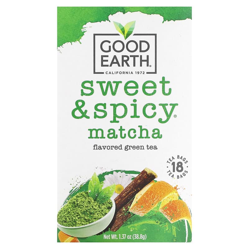 Good Earth Teas Sweet & Spicy Flavored Green Tea Matcha 18 pckts