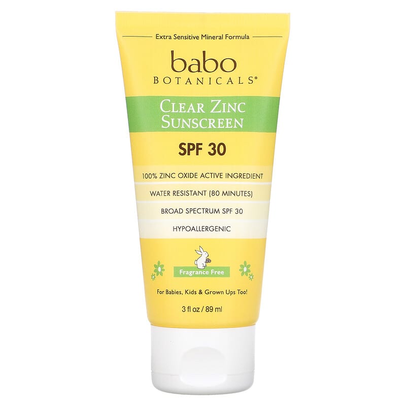 Babo Botanicals Clear Zinc Sunscreen SPF 30 Fragrance Free 3 fl.oz