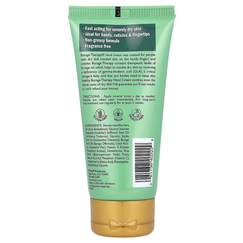 ShiKai Borage Therapy - Hand Cream Fragrance-Free 2.5 fl.oz