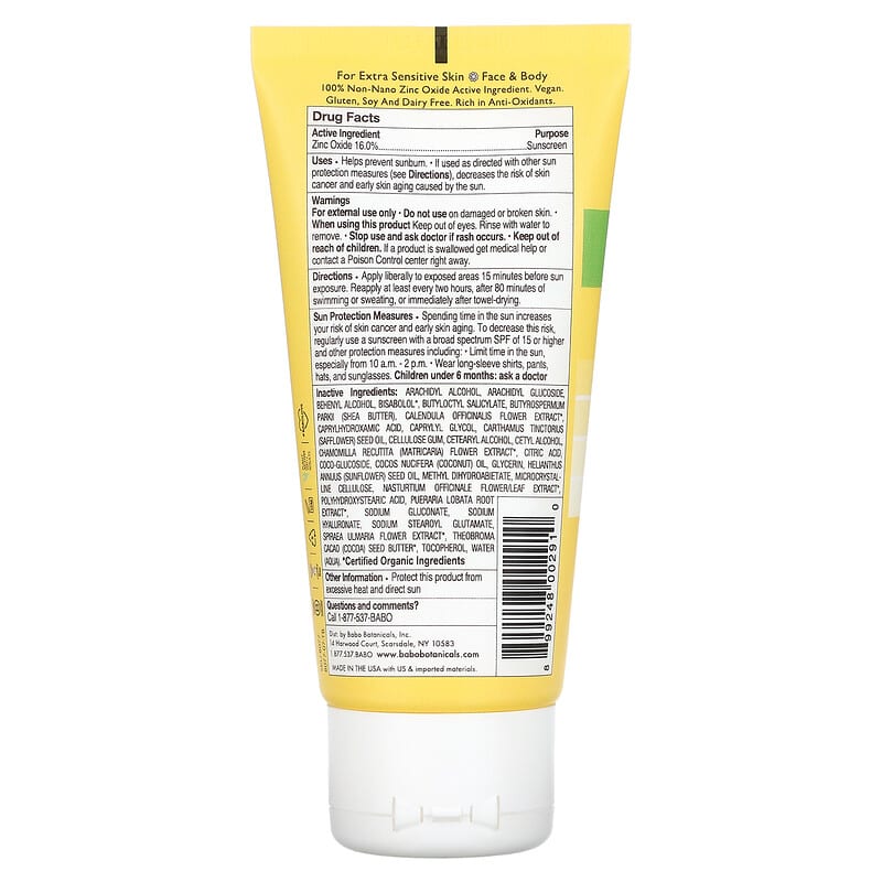 Babo Botanicals Clear Zinc Sunscreen SPF 30 Fragrance Free 3 fl.oz