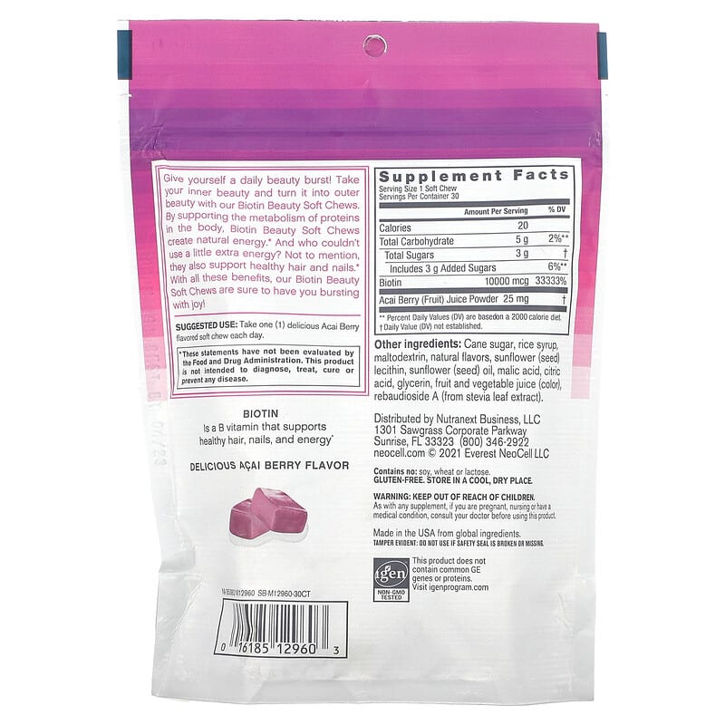 Neocell Biotin Bursts Acai Berry 30 chews