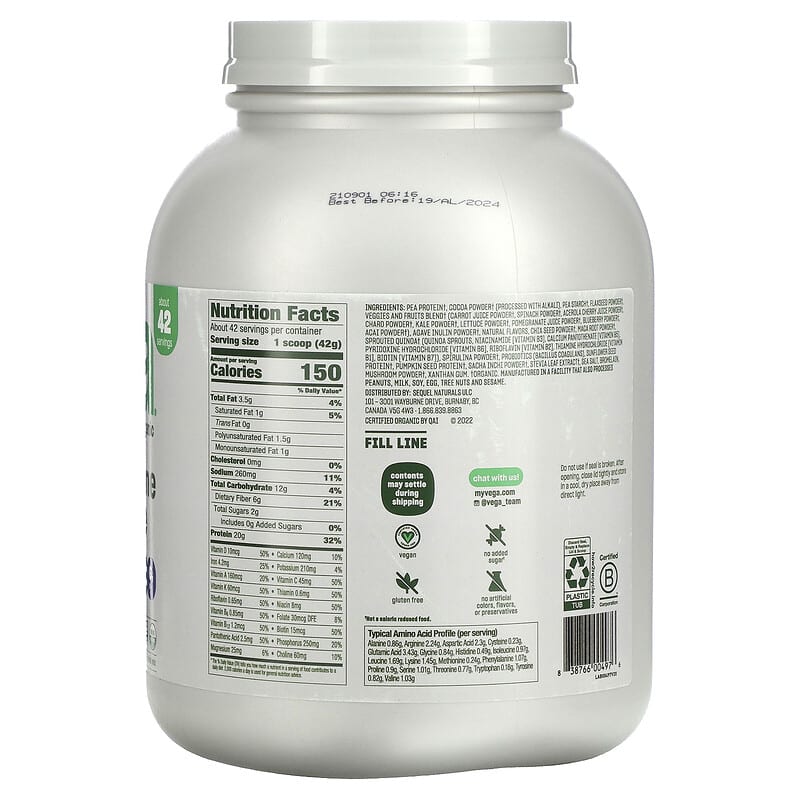 Vega Vega One - All in One Organic Shake Chocolate 61.8 oz