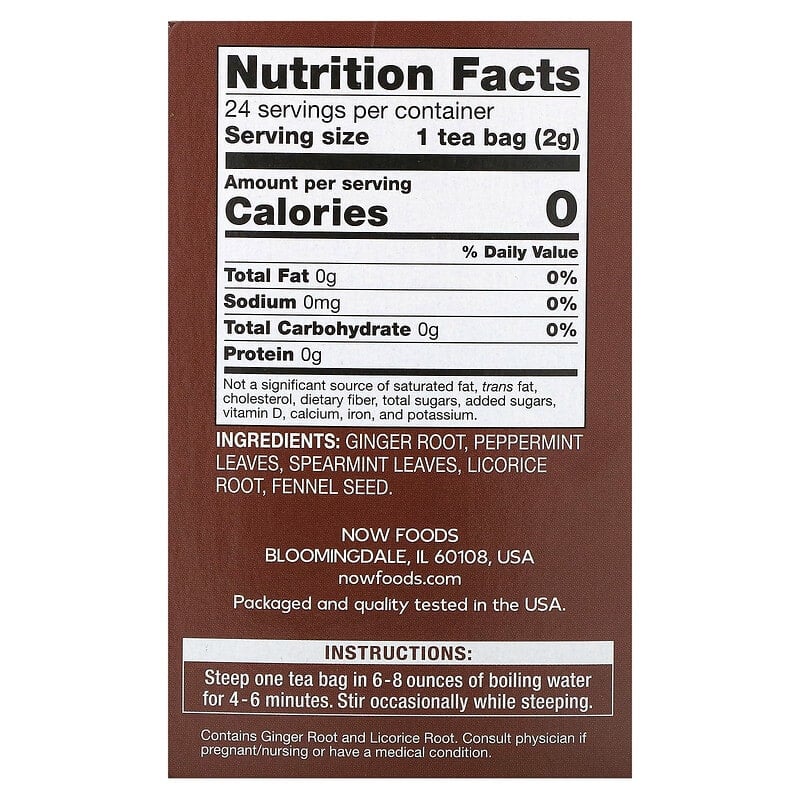 Now Real Tea - Ginger Mint Comfort  24 pckts