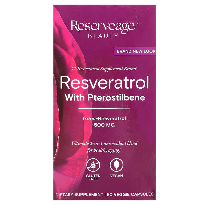 Reserveage Organics The World's Finest Resveratrol with Pterostilbene (500mg)  60 vcaps