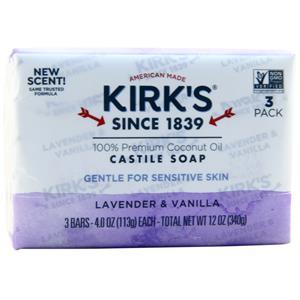 Kirk's Natural Gentle Castile Bar Soap Lavender & Vanilla 3 pack