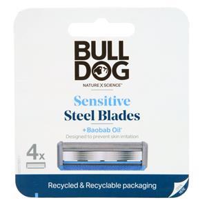Bulldog Sensitive Steel Blades + Baobab Oil Refill  4 count