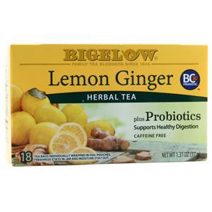 Bigelow Tea Herbal Tea Lemon Ginger plus Probiotics 18 pckts