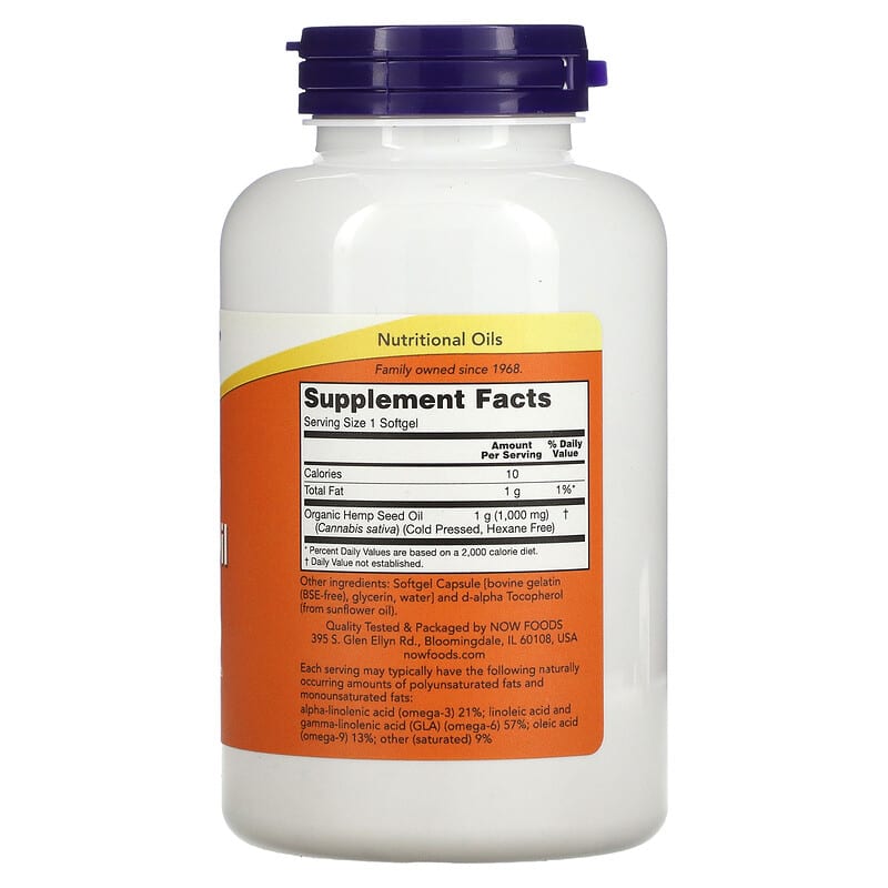 Now Hemp Seed Oil (1000mg)  120 sgels