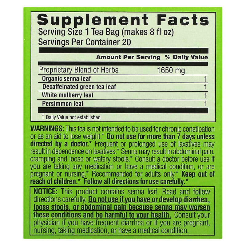 Triple Leaf Tea Diet Green Herbal Tea  20 pckts