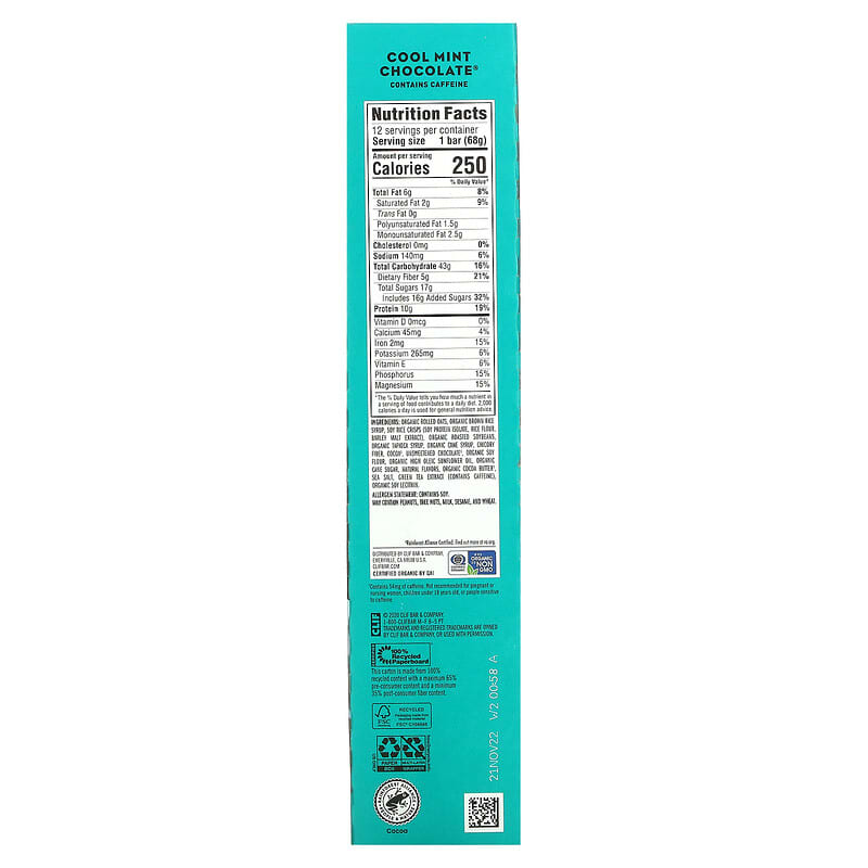 Clif Bar Clif Bar Cool Mint Chocolate 12 bars