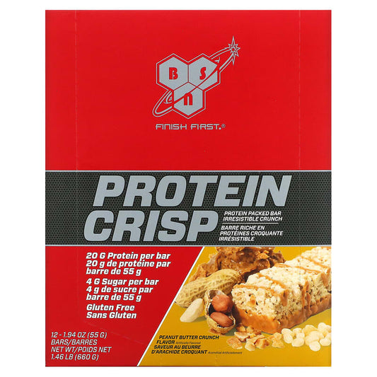 BSN Protein Crisp Bar Peanut Butter Crunch 12 bars
