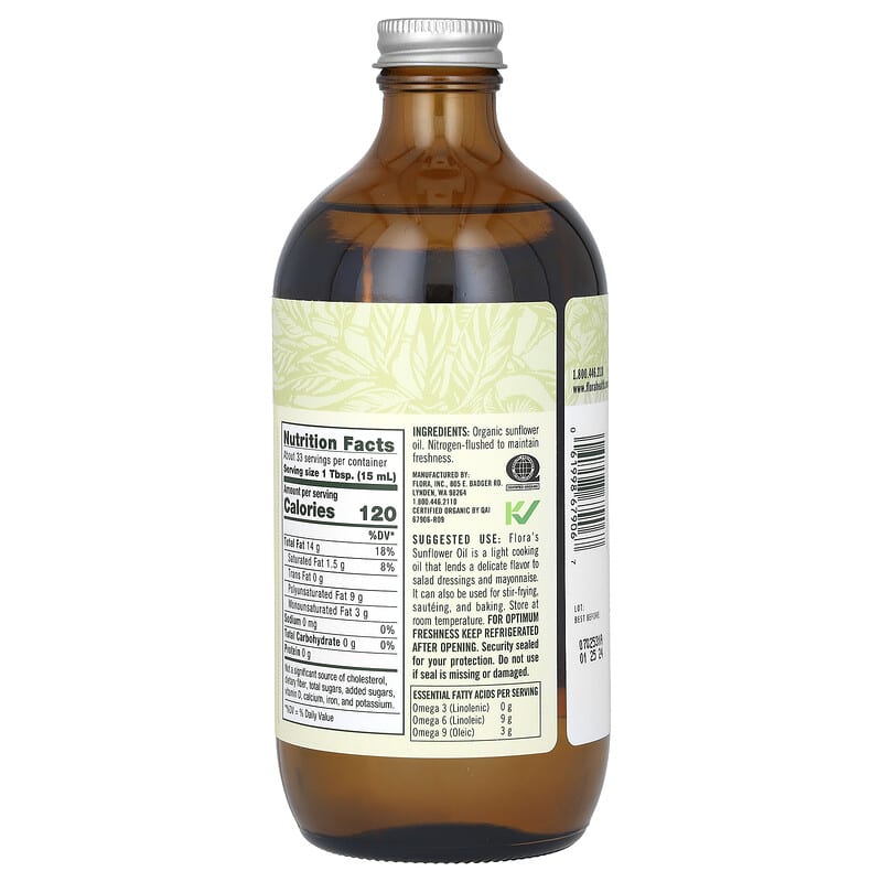 Flora Certified Organic Sunflower Oil  17 fl.oz