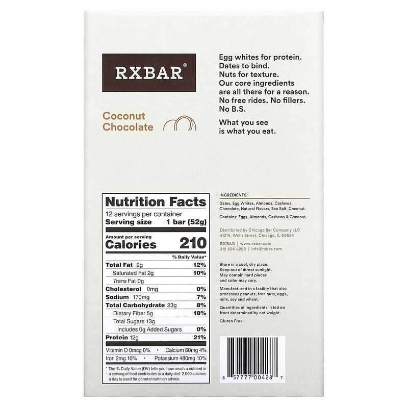 Rx Bar Rx Bar Coconut Chocolate 12 bars