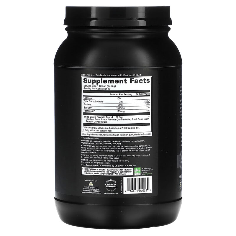 Ancient Nutrition Bone Broth Protein Vanilla 1008 grams