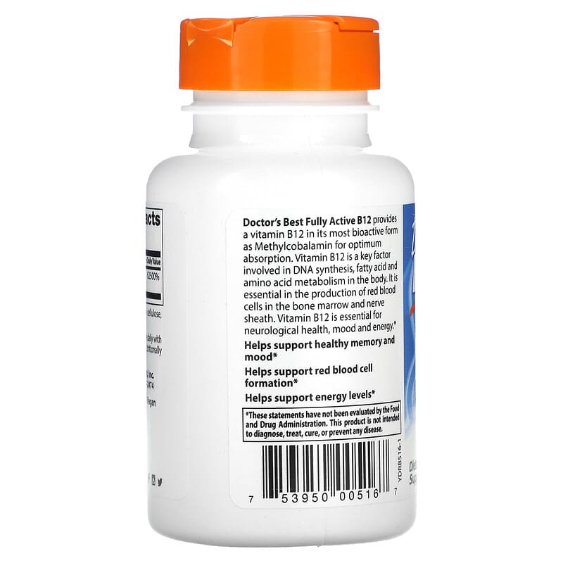 Doctor's Best Fully Active B12 (1500mcg)  180 vcaps
